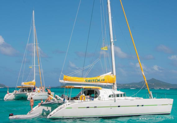 Les lagoon 570 au mouillage aux Tobago Cays