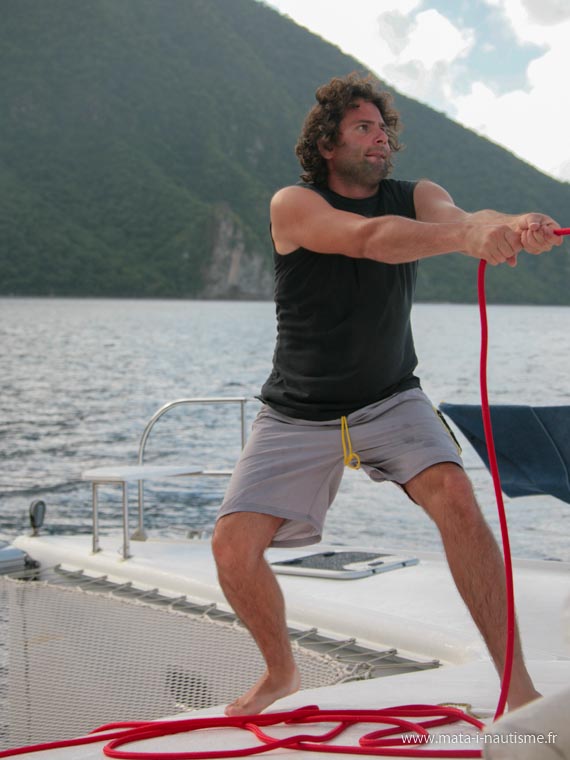 Le skipper Patrick en action à Sainte Lucie
